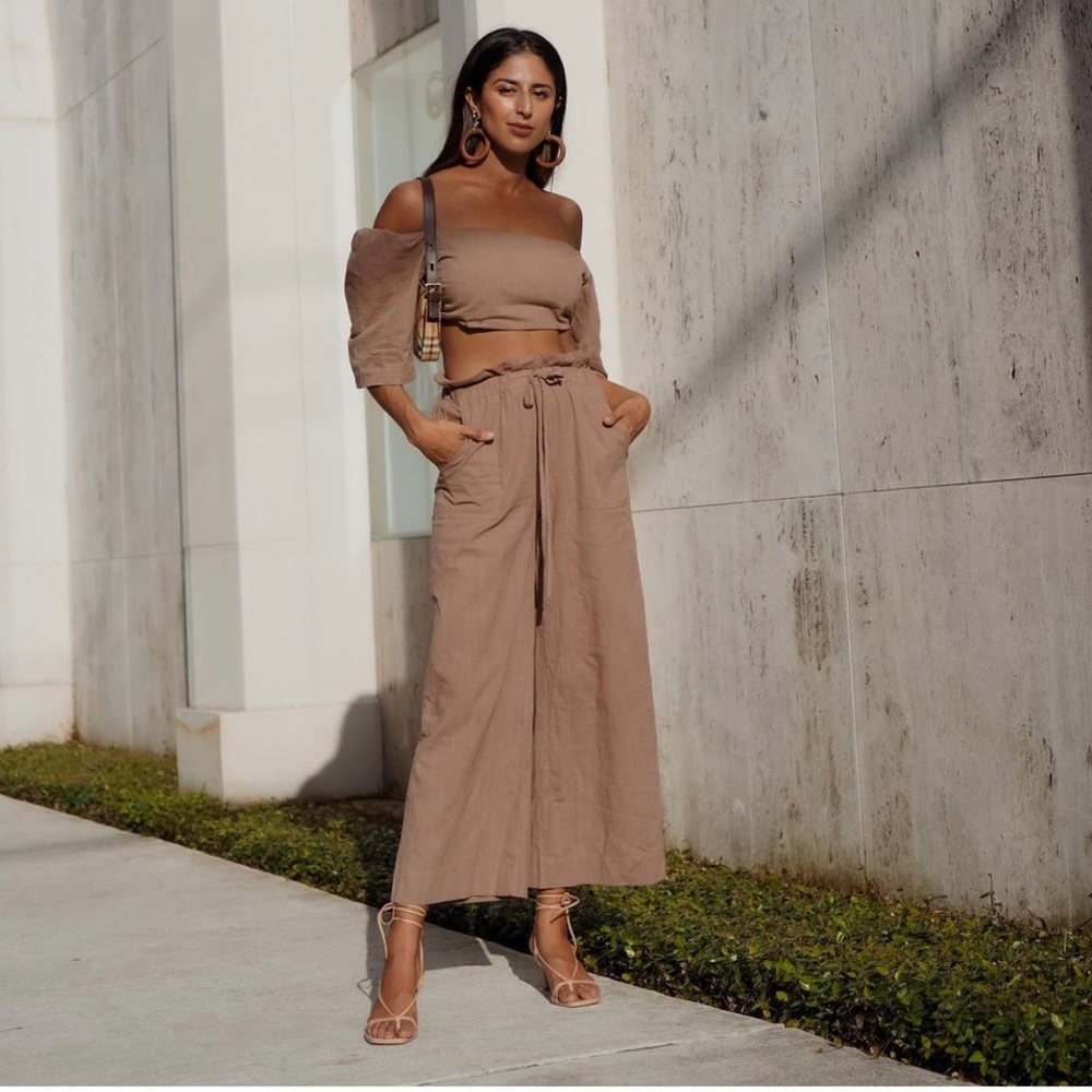 Petal & Pup Brown Off The Shoulder Set